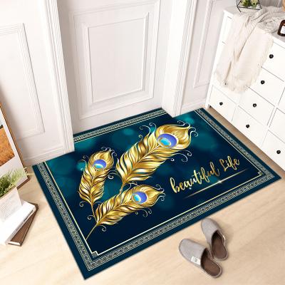 China Print Washable Crystal Anti-Slip Backing Mat 3d Material Velvet Carpet Door Mat Most People Choose Covers for sale