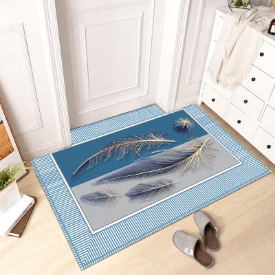 China Gold Diamond Velvet 3d Print Pattern Washable Rugs Customized Durable Polyester Carpet Cover Non-slip Door Mat for sale