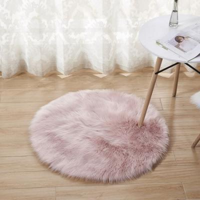 China Fue Long Round Blanket Faux Sheep Fur Soft Fluffy Rugs Bedroom Blankets Super Soft Warm Cozy Anti-Slip Sale for sale