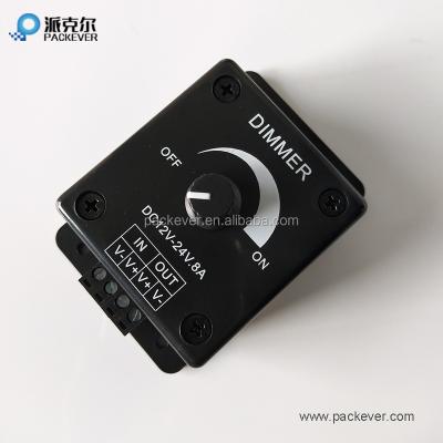 China Adjust LED Light Brightness DC 12-24V PWM Type Led Light No Pole 8A Manual Led Dimmer for sale