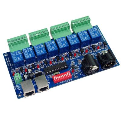 China DC 12V Input 10A 8 Channels DMX512 Relay , 8 Channels DMX Relay Switch 160*80*32mm for sale