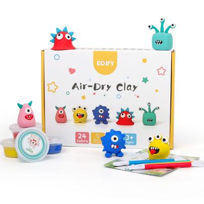 China Non-Toxic Plastilina Diy Educational Customizable Children's Clay Kit For Kids-24 Super Light Colors Air Dry Clay for sale