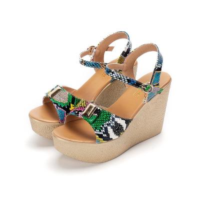 China Fashion Trend Yong-H27 Hot Selling PU Pink, Women Summer Green Wholesalers Wedges Sandals for sale