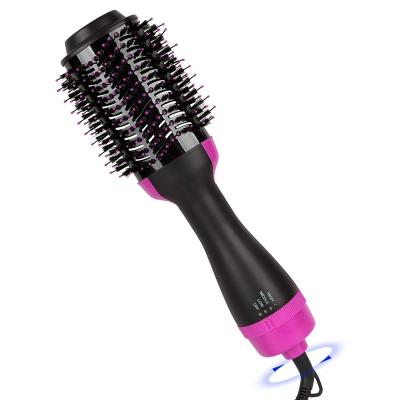 China Ionic Hot Air Blow Dryer Brush Professional 2 in 1 Roller Rotating Straightener Comb Electric Blow Dryer Hair Brush Styler for sale