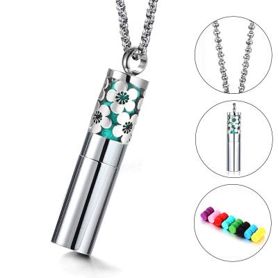 China Chinese Incense Aromatherapy Essential Oil Perfume Bottle Couple Necklace Stainless Steel Open Pendant for sale