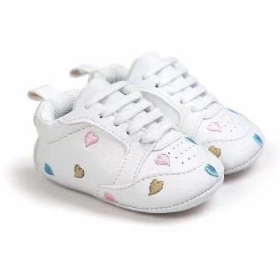 China Other Newborn Baby White Shoes 0-1 Year Old Toddler Shoes With Stars Sole Soft Prewalk Shoes for sale