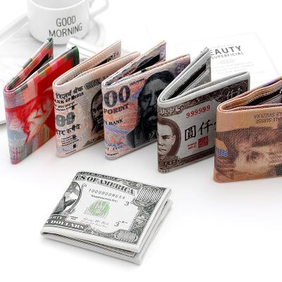 China Wholesale Cheap Hot Sale Mens Money Printing Purse Bill Manufacture Anti-theft US Dollar Printing Wallet PU for sale