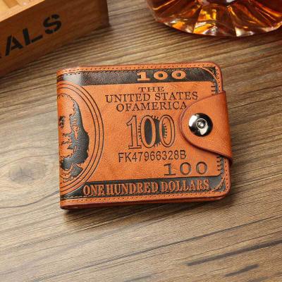 China Fashion Anti-theft Design Short PU USA 100 Dollar Bill Money Leather Wallet For Men for sale