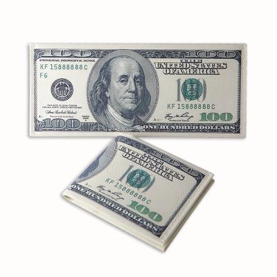 China Fashion National Currency Printing Canvas Mens 100 Dollar Bill Purse Anti-theft Wallet for sale