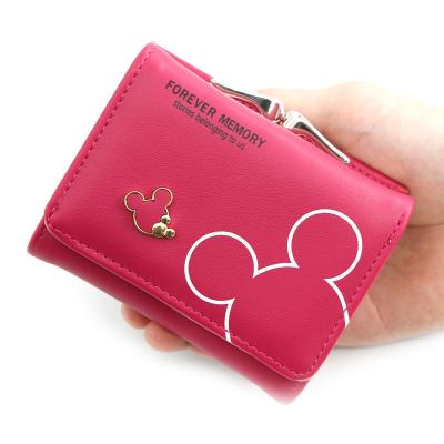 China Luxury Cute Famous Cute Women Anti-theft Card Holder Latch Coin Purse Cartoon Brand Mini Mouse Wallets for sale