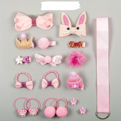 China Cute Recyclable Children's Hairpins Cartoon Bows Headbands 18pcs In One Princess Hair Set Accessories for sale