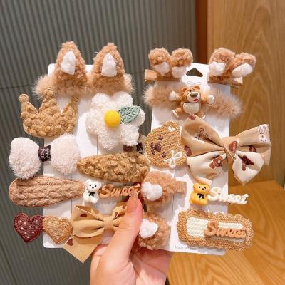 China 2021 New Recyclable Children's Small Hairpin Set Plush Doll Bear Hair Clips Bridesmaids Hair Accessories for sale