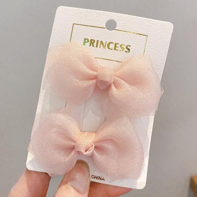 China 2021 Recyclable 1 Pair Children Hairpin Bowknot Hair Accessories Princess Girls Baby Headbands for sale