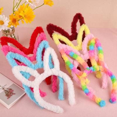 China European and American Style Fashion Rabbit Ears Girls Party Headbands for Girls Long Hairy Cartoon Ear Shape Soft Children Hair Accessories for sale