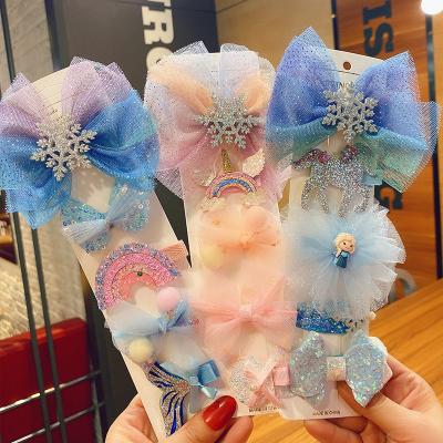 China Love Kids Recyclable Hairpin Set Little Princess Baby Hair Accessories Mesh To Bow Little Girl Hair Clip for sale