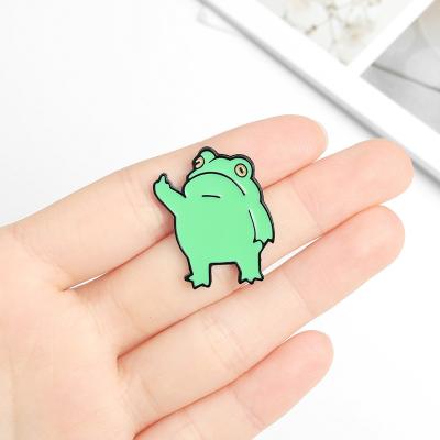 China High Qualiy Frog Enamel Pin Cartoon Painted Enamel Middle Finger Frog Brooch for sale