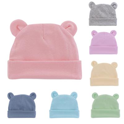 China JOINT Cotton Beanie Animal Hat Newborn High Elastic Cute Bear Ear For 0-12 Month Baby Infant for sale