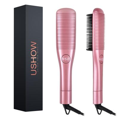 China One Button On/Off or Temperature Adjustment Professional Ionic Hair Styling Comb Brush Hair Straightener Ceramic Fast Straightening Electric Comb for sale