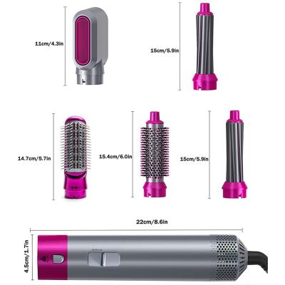 China 5 in 1 Hair Dryer Brush New Professional Ceramic 5 in 1 Salon Anion Hot Airbrush Curling Straightening Comb and Scalp Massaging Airbrush Hot D Hair for sale