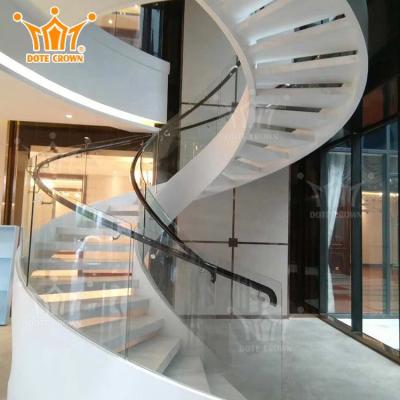 China Modern Stainless Steel Glass Stairs Outdoor Wrought Iron Spiral Staircase for sale