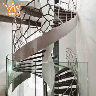 China Modern Indoor Outdoor Cast Iron Metal Spiral Stairs With Steel Railings for sale