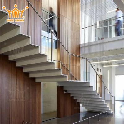 China Modern Stainless Steel Stringer Solid Wood Straight Floating Stairs for Attic for sale