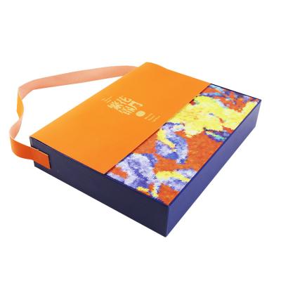 China Luxury Recycled Materials Mooncake Boxes With Handle Custom Mooncake Gift Box Packaging for sale