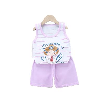 China Summer Boys Breathable Vest Shorts Cotton Baby Vest Shorts 2 Piece Pajamas Set for sale