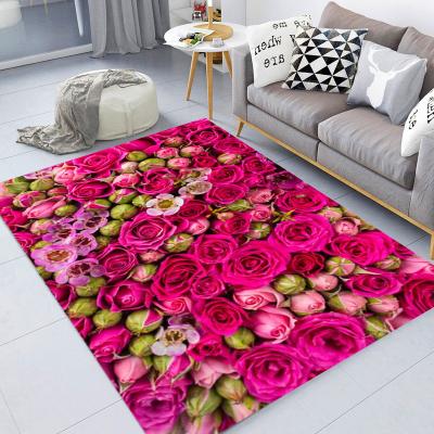 China Hot Selling Modern 3D Item Print Carpets Classic Flower Decor Floor Mat Area Rugs Rectangle Living Room Carpets for sale