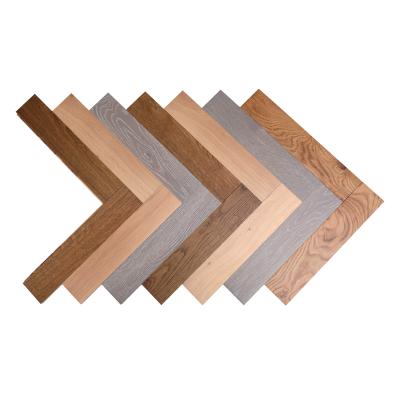 China Bedroom Smoked Brushed Oak Engineered Herringbone Pattern Wood Parquet for sale