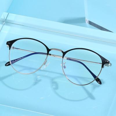 China Retro Eyebrow 2011 Metal Ejectors 2022 Unisex Retro Metal Eyebrow Early New Anti-blue Clear Colors Changing Flat Mirror for sale