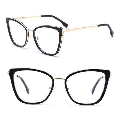 China Blue Light Blocking High Quality Frames Cat Eye Glasses Metal Glasses Acetate Optical Glass Eyewear Stocking Fashion for sale