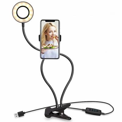 China Wholesale ABS O-ring Makeup Selfie beaty USB Selfie Ring Light With Lazy Clip Bracket Mobile Phone Socket for sale