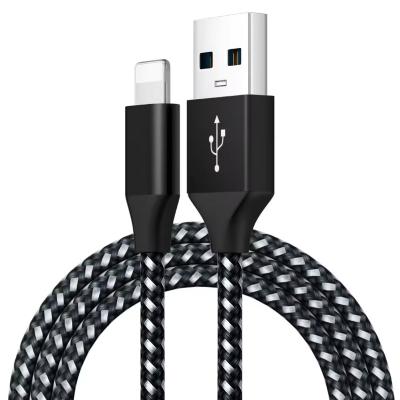 China Black Nylon Braided Usb A To Lightning Cable Customized Length Wear Resistant for sale