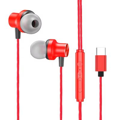 China Customized Red Usb Type C Cable Earphones Good Compatibility Smartphones Tablets for sale