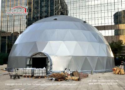 China barracas da abóbada Geodesic do diâmetro de 20m com a porta da tampa e do vidro do cinza de prata à venda