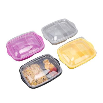 China Food Bento Box Sushi 1 2 Compartment Take Out Lunch Plastic Microwavable Packing Boxes Blister Disposable Food Container With Lid for sale