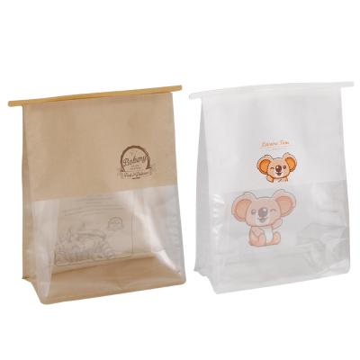 China Recyclable Custom Printed Hamburger Bread Bag Oilproof Ziplock Paper Bag Kraft Wrapping Bag for sale