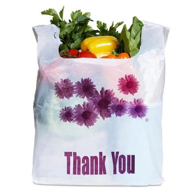 China Customized Disposable Foldable Recyclable Biodegradable Plastic Shopping Bag Supermarket T-shirt Vest Bag for sale