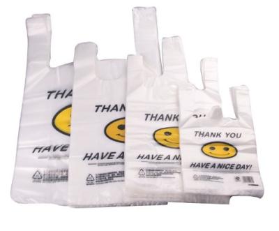 China Barrier HDPE/LDPE Manufacturer Thank You Bags Custom Plastic Shopping Bag T-Shirt Plastic Bags With Logos for sale