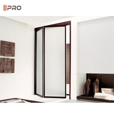 China Modern Plug and Play Aluminum Clear Aluminum Installing Double Frosted Swing Bi Fold Internal Glass Bathroom Door for sale