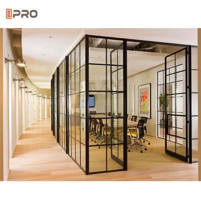 China Contemporary Clear Low E Office Partition System Modular Glass Divider Panel Glass Office Partition for sale