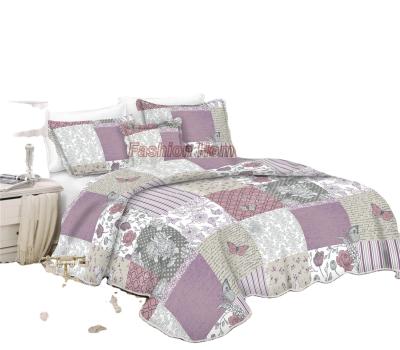 China Good Quality Modern Chinese Patchwork Durable Polyester Printed Quilts Setting for sale