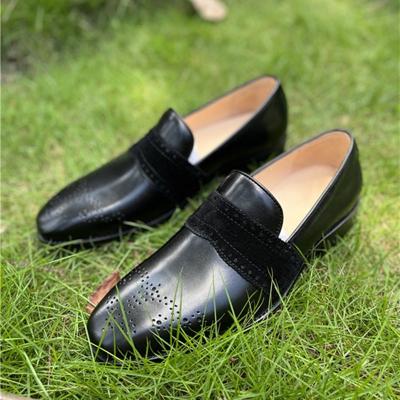 China Other Vintage Black Kangaroo Skin Penny Loafers Trending Mens Leather Handcrafted Shoes for sale