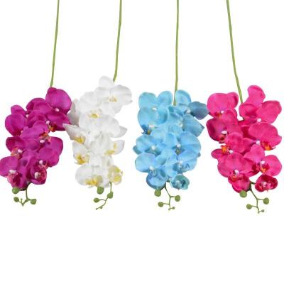 China High Simulation YJ cheaper 9 heads silk handmade kinds of yellow orchids flower arrangement Wholesaler artificial flower for sale