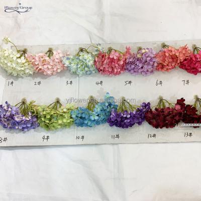 China High Simulation YJ more type artificial silk hydrangea flowers head high quality bouquet purple hydrangea silk flower for sale