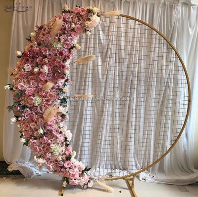 China High Simulation YJ 2.0m white round metal arches outdoor pergolas garden shed artificial flower arch wedding decoration for sale