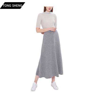 China Plus Size Tong Sheng Cashmere Knit Skirt Elastic Band Autumn Winter Warm Knitted Long Skirt For Women for sale