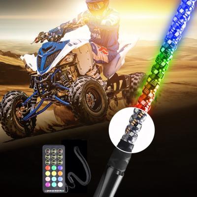 China Flexible Tube 3/4/5 Feet Super Bright LED Wrapped Safety Whip Flag Lights Dancing Color LED By Remote Control For Boat ATV Buggy for sale