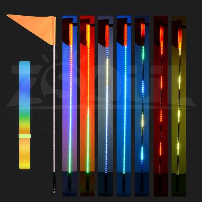 China 6ft Flexible Spiral Tube Antennas And APP Control 3ft 4ft 5ft RGB Color Flexible Antennas For Off Road RZR UTV ATV Flag Led Whips Light for sale